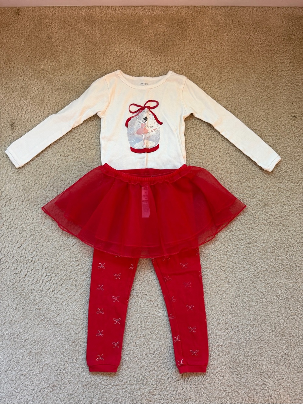 Carters Christmas Ballerina Glitter Bow Pajama Set 4T